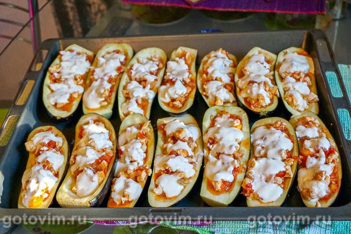 Фотографии рецепта Баклажаны, фаршированные курицей и овощами, 08 Баклажаны, фаршированные курицей и овощами, Шаг 08