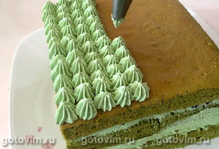 Фотографии рецепта Бисквитный торт с сырным кремом и чаем матча, 03 Бисквитный торт с сырным кремом и чаем матча, Шаг 03