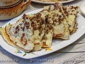 Блины с припеком из фарша с яйцом