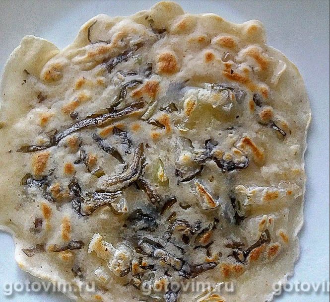 Фотографии рецепта Постные блины с льняной мукой, морской капустой и луком, 04 Постные блины с льняной мукой, морской капустой и луком, Шаг 04
