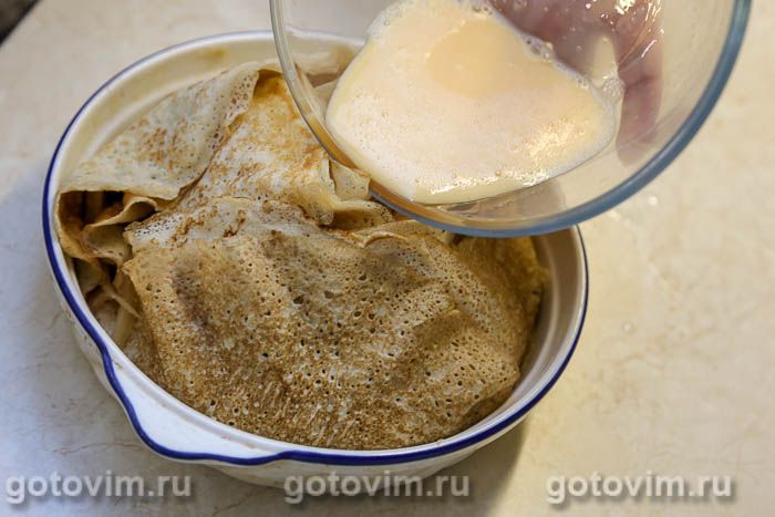 Фотографии рецепта Блинный пирог с капустой и яйцом, 08 Блинный пирог с капустой и яйцом, Шаг 08