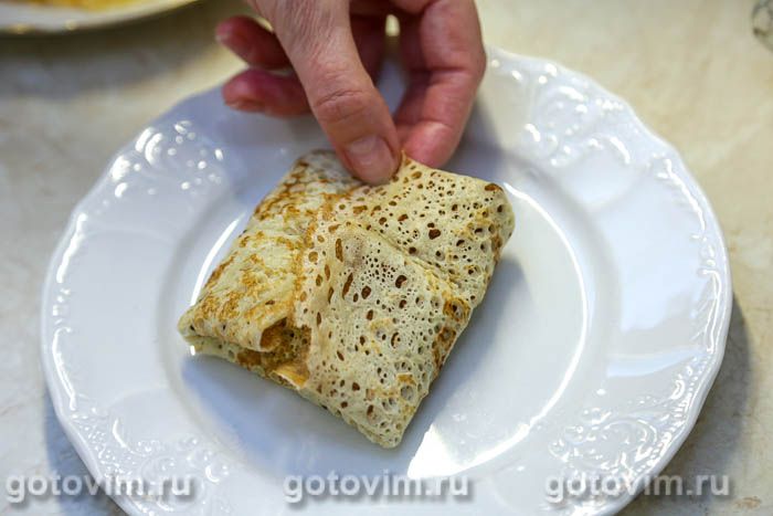 Фотографии рецепта Блины с начинкой из соуса бешамель с грибами, 03 Блины с начинкой из соуса бешамель с грибами, Шаг 03