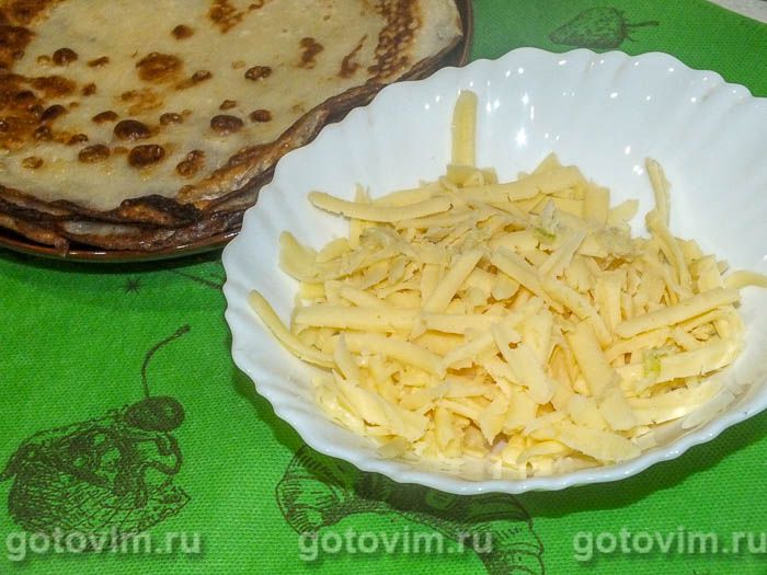 Фотографии рецепта Блины с сыром и чесноком, 04 Блины с сыром и чесноком, Шаг 04