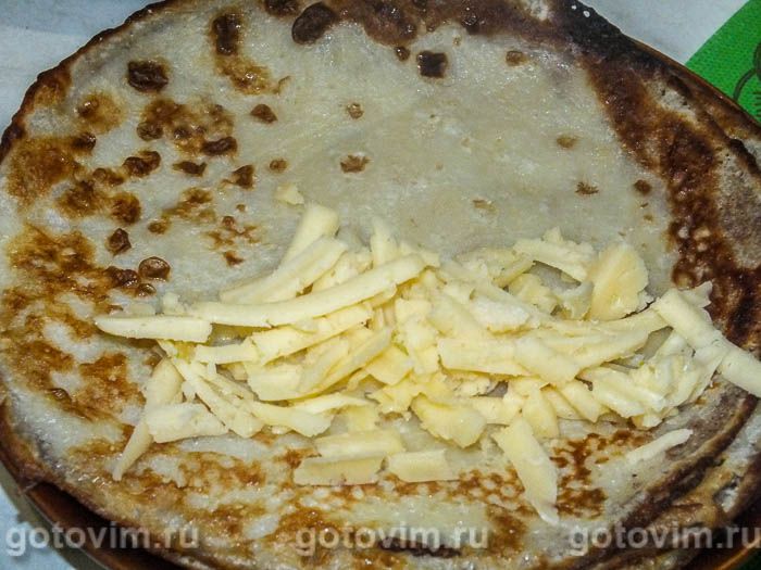Фотографии рецепта Блины с сыром и чесноком, 05 Блины с сыром и чесноком, Шаг 05