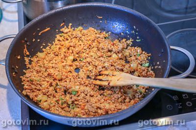Фотографии рецепта Каша из булгура с овощами и мясным фаршем, 05 Каша из булгура с овощами и мясным фаршем, Шаг 05