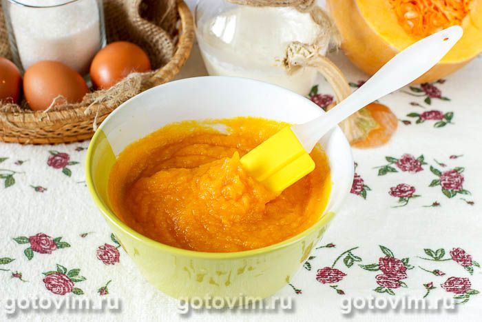 Фотографии рецепта Десерт из тыквы (тыквенное суфле со сливками), 03 Десерт из тыквы (тыквенное суфле со сливками), Шаг 03