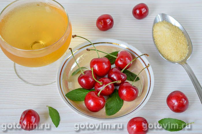 Фотографии рецепта Десерт вишня в винном желе, 01 Десерт вишня в винном желе, Шаг 01