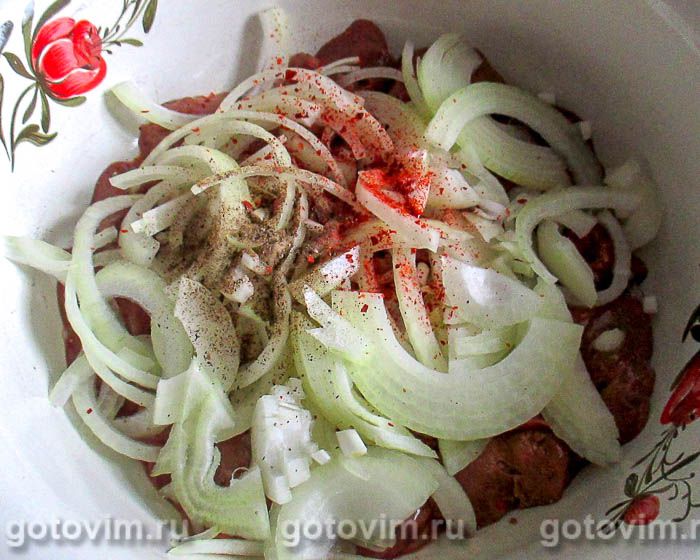 Фотографии рецепта Лапша фунчоза с маринованной куриной печёнкой и луком, 02 Лапша фунчоза с маринованной куриной печёнкой и луком, Шаг 02