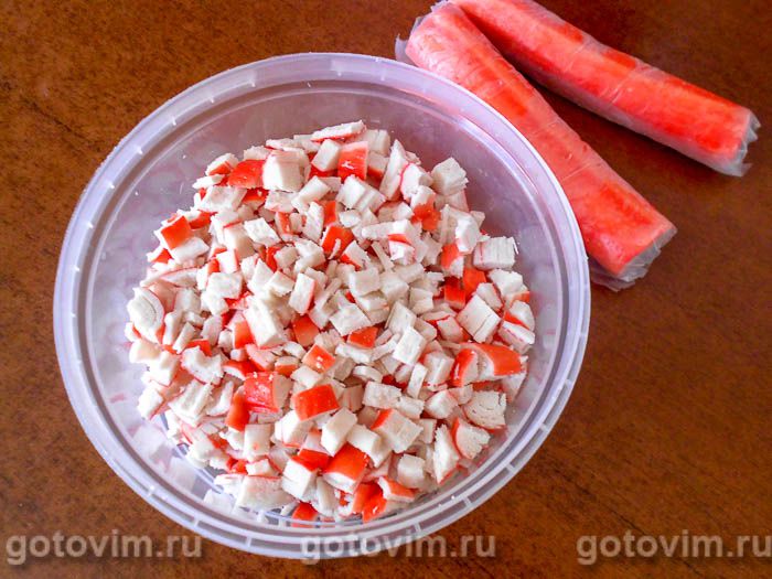 Фотографии рецепта Поповеры с салатом из крабовых палочек, 04 Поповеры с салатом из крабовых палочек, Шаг 04