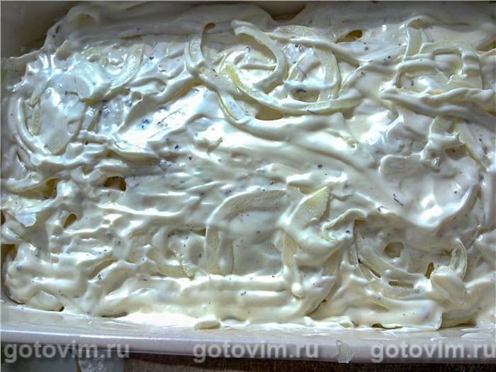 Фотографии рецепта Картофель-гратен с луком и копченостями, 03 Картофель-гратен с луком и копченостями, Шаг 03