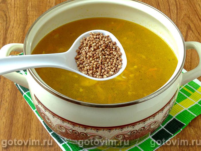 Фотографии рецепта Гречневый суп с картофельными клецками и грибами, 05 Гречневый суп с картофельными клецками и грибами, Шаг 05