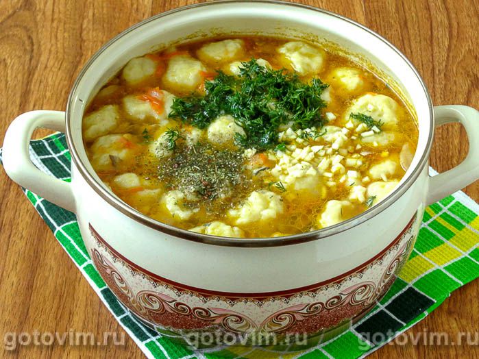 Фотографии рецепта Гречневый суп с картофельными клецками и грибами, 07 Гречневый суп с картофельными клецками и грибами, Шаг 07