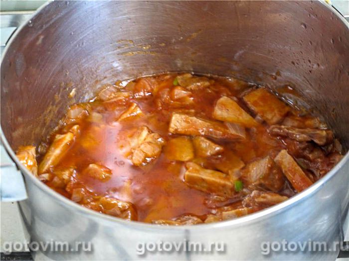 Фотографии рецепта Гуляш из говяжьего вымени и фасоли, 03 Гуляш из говяжьего вымени и фасоли, Шаг 03