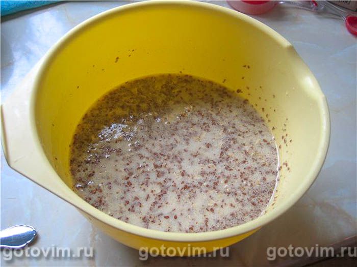 Фотографии рецепта Хлеб с овсяными хлопьями и молотыми льняными семечками , 01 Хлеб с овсяными хлопьями и молотыми льняными семечками , Шаг 01