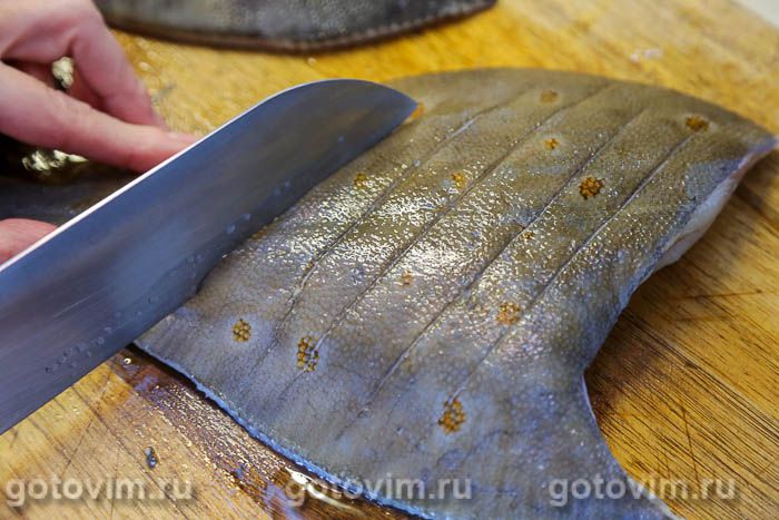 Фотографии рецепта Камбала, запеченная с картофелем в рукаве , 02 Камбала, запеченная с картофелем в рукаве , Шаг 02