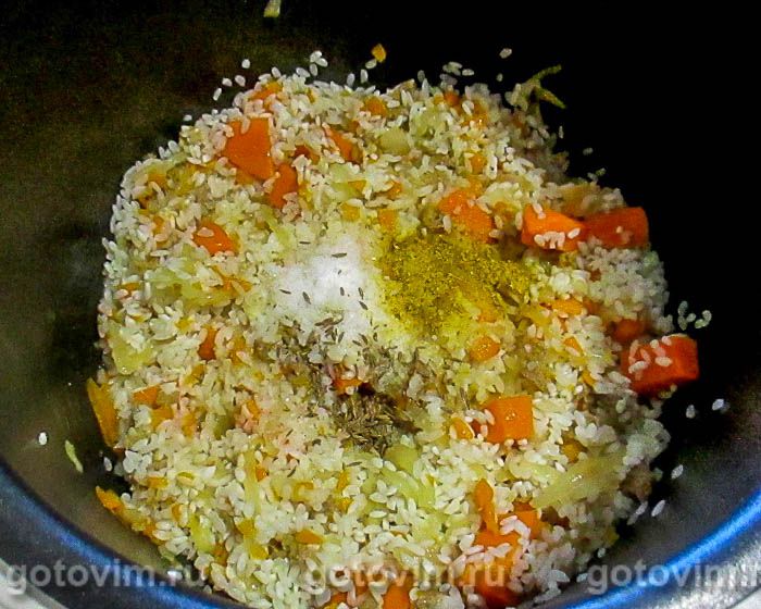 Фотографии рецепта Каша рисовая с фаршем и тыквой в мультиварке, 04 Каша рисовая с фаршем и тыквой в мультиварке, Шаг 04