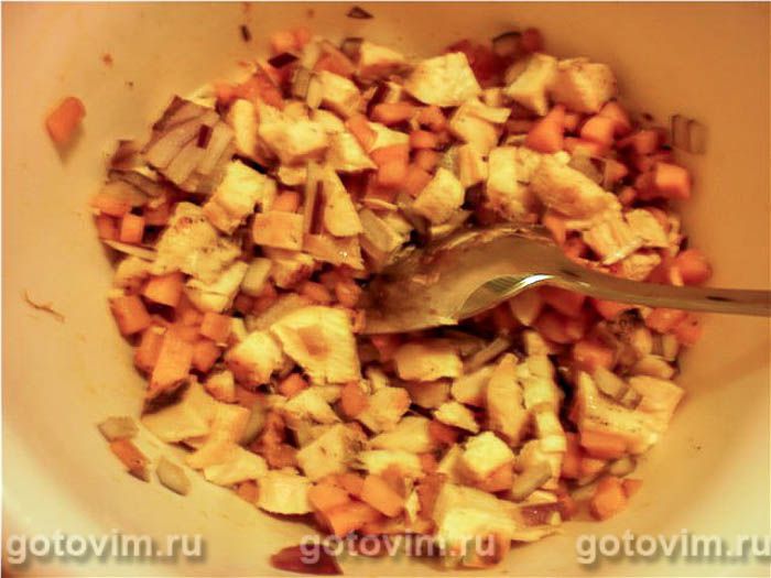 Фотографии рецепта Коктейль-салат с тыквой и курицей, 04 Коктейль-салат с тыквой и курицей, Шаг 04