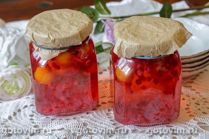 Компот из желтой алычи и красной смородины на зиму. Фотография рецепта Компот из желтой алычи и красной смородины на зиму. Фотография рецепта