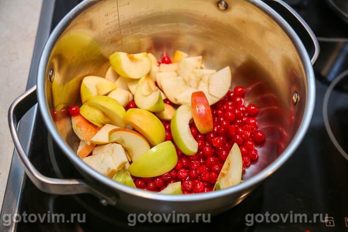 Фотографии рецепта Компот из калины и яблок, 03 Компот из калины и яблок, Шаг 03