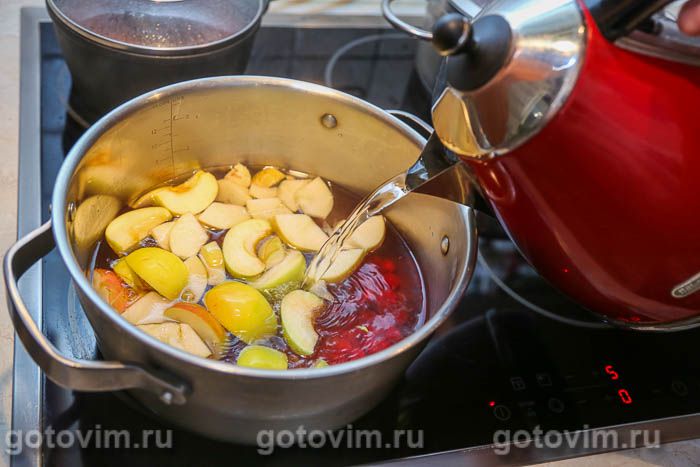 Фотографии рецепта Компот из калины и яблок, 04 Компот из калины и яблок, Шаг 04