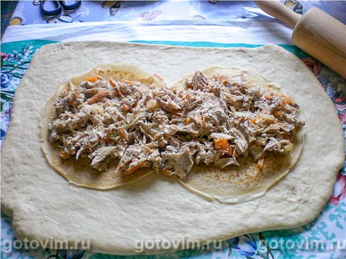 Фотографии рецепта Кулебяка с кроликом, рисом и овощами, 05 Кулебяка с кроликом, рисом и овощами, Шаг 05