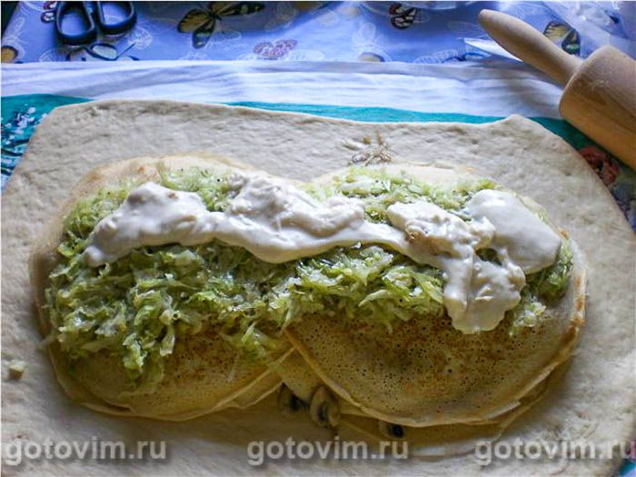 Фотографии рецепта Кулебяка с кроликом, рисом и овощами, 07 Кулебяка с кроликом, рисом и овощами, Шаг 07