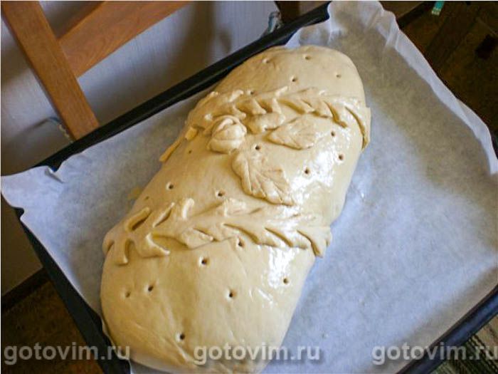 Фотографии рецепта Кулебяка с кроликом, рисом и овощами, 10 Кулебяка с кроликом, рисом и овощами, Шаг 10