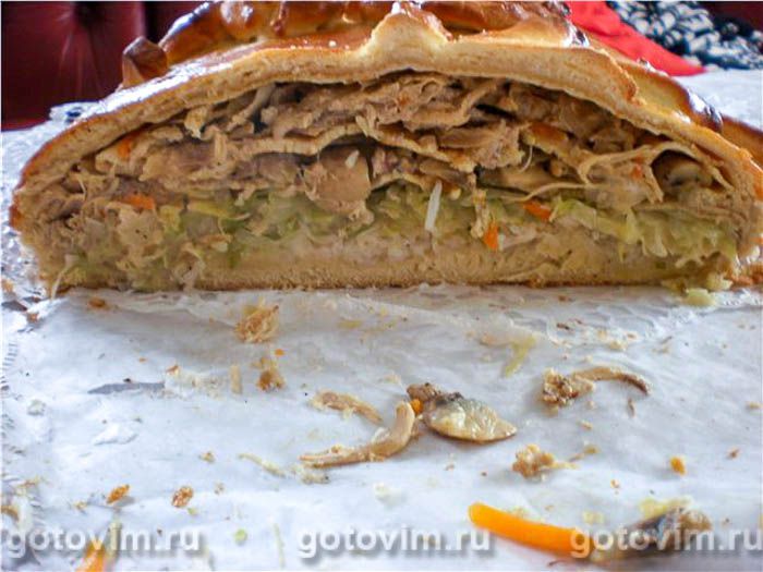 Фотографии рецепта Кулебяка с кроликом, рисом и овощами, 11 Кулебяка с кроликом, рисом и овощами, Шаг 11