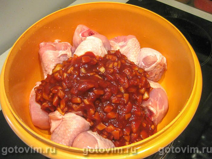 Фотографии рецепта Куриные голени в духовке в медово-томатном соусе, 04 Куриные голени в духовке в медово-томатном соусе, Шаг 04