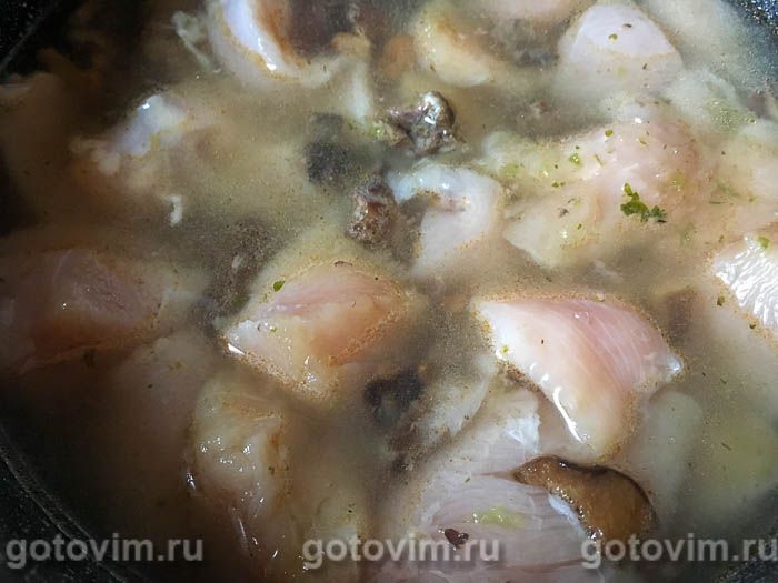 Фотографии рецепта Тушеное куриное филе с лесными грибами и зеленой аджикой, 04 Тушеное куриное филе с лесными грибами и зеленой аджикой, Шаг 04
