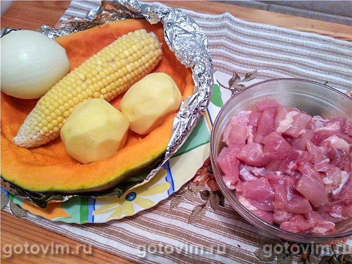 Фотографии рецепта Куриные окорочка, запеченные в тыкве, 02 Куриные окорочка, запеченные в тыкве, Шаг 02