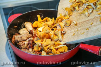 Фотографии рецепта Жареная курица с лисичками в сметане, 03 Жареная курица с лисичками в сметане, Шаг 03