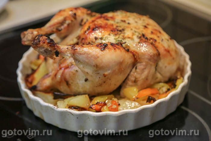 Фотографии рецепта Курица, запеченная целиком с чесночным маслом , 06 Курица, запеченная целиком с чесночным маслом , Шаг 06