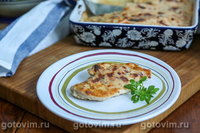 Куриная грудка в сливочном соусе с сыром с голубой плесенью. Фотография рецепта Куриная грудка в сливочном соусе с сыром с голубой плесенью. Фотография рецепта