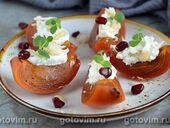 Лёгкий десерт из хурмы с рикоттой и миндалем