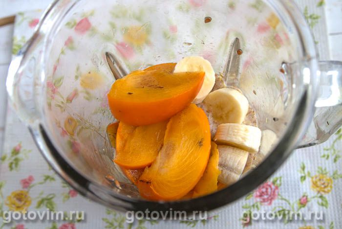 Фотографии рецепта Льняной смузи с хурмой и бананом, 04 Льняной смузи с хурмой и бананом, Шаг 04