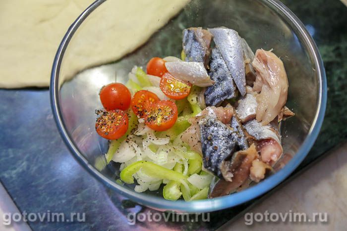 Фотографии рецепта Лодочки пиде с овощами и скумбрией, 05 Лодочки пиде с овощами и скумбрией, Шаг 05