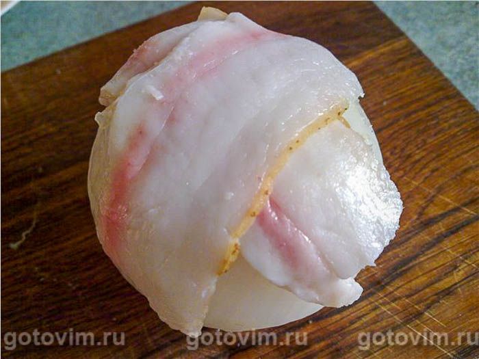 Фотографии рецепта Лук, фаршированный пшенной кашей с мясом и салом, 03 Лук, фаршированный пшенной кашей с мясом и салом, Шаг 03