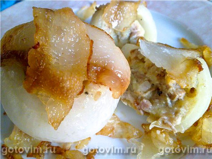 Фотографии рецепта Лук, фаршированный пшенной кашей с мясом и салом, 04 Лук, фаршированный пшенной кашей с мясом и салом, Шаг 04