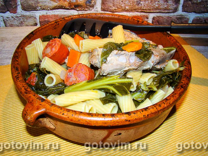 Макароны по-фермерски (Маса-а-лаврадор). Фотография рецепта Макароны по-фермерски (Маса-а-лаврадор). Фотография рецепта