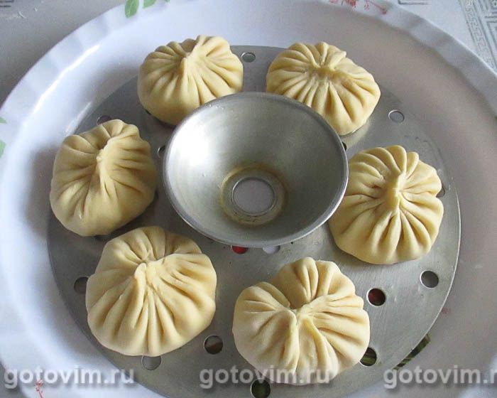 Фотографии рецепта Манты с картошкой и солёным салом, 10 Манты с картошкой и солёным салом, Шаг 10