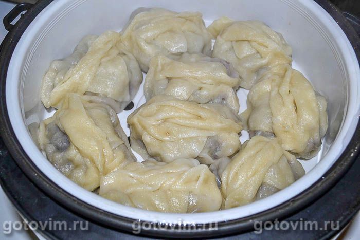 Фотографии рецепта Манты с мясом и картошкой, 10 Манты с мясом и картошкой, Шаг 10
