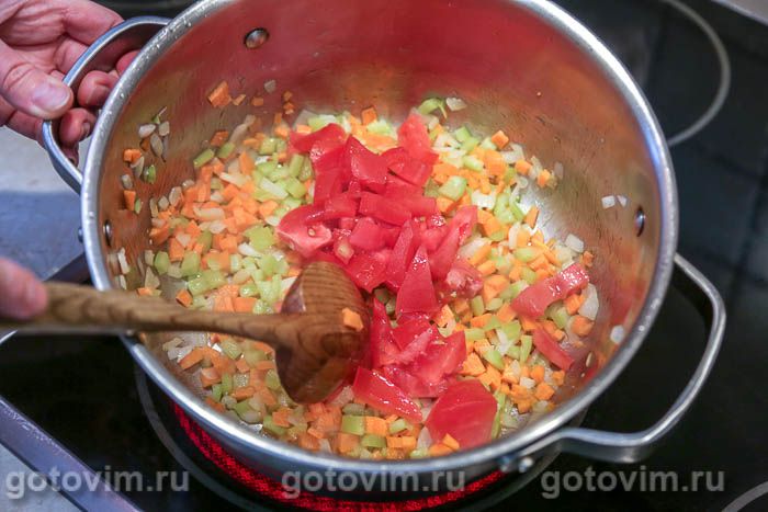 Фотографии рецепта Мясной суп минестроне с чечевицей, 05 Мясной суп минестроне с чечевицей, Шаг 05