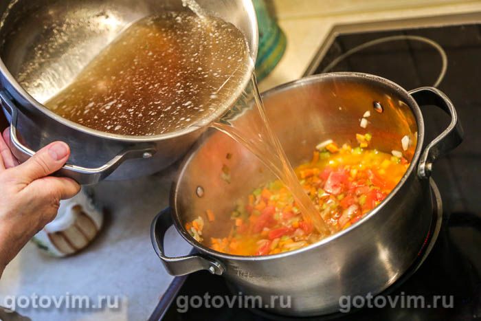 Фотографии рецепта Мясной суп минестроне с чечевицей, 06 Мясной суп минестроне с чечевицей, Шаг 06