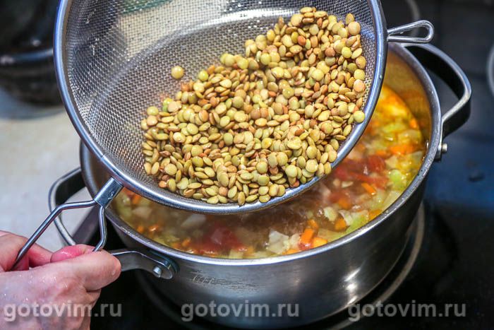 Фотографии рецепта Мясной суп минестроне с чечевицей, 07 Мясной суп минестроне с чечевицей, Шаг 07
