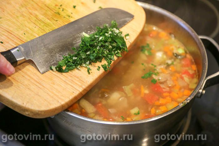 Фотографии рецепта Мясной суп минестроне с чечевицей, 08 Мясной суп минестроне с чечевицей, Шаг 08