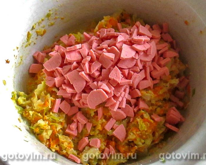 Фотографии рецепта Капустные котлеты с сосисками, 04 Капустные котлеты с сосисками, Шаг 04