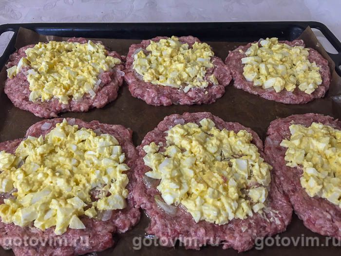 Фотографии рецепта Мясные стожки из фарша с картофелем, яйцом и сыром, 06 Мясные стожки из фарша с картофелем, яйцом и сыром, Шаг 06