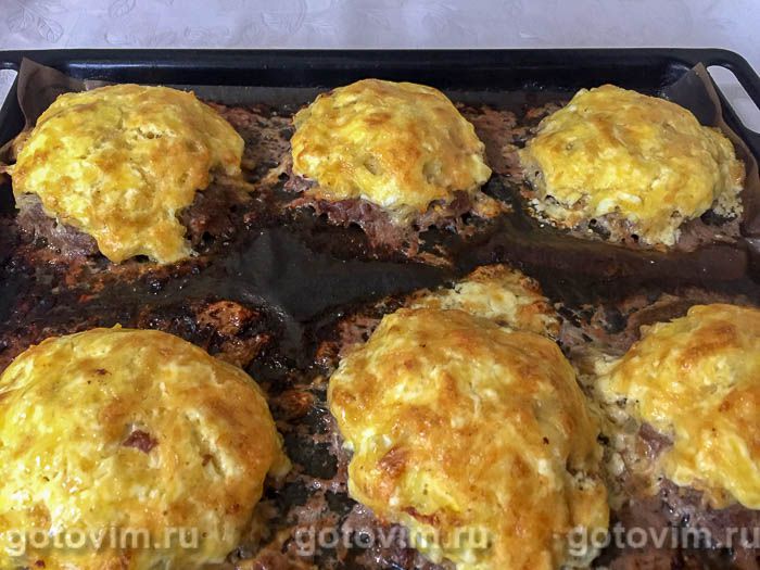 Фотографии рецепта Мясные стожки из фарша с картофелем, яйцом и сыром, 10 Мясные стожки из фарша с картофелем, яйцом и сыром, Шаг 10