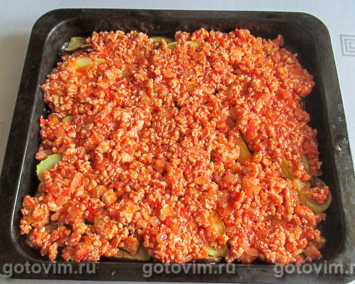 Фотографии рецепта Мусака с баклажанами, кабачками и куриным фаршем, 08 Мусака с баклажанами, кабачками и куриным фаршем, Шаг 08